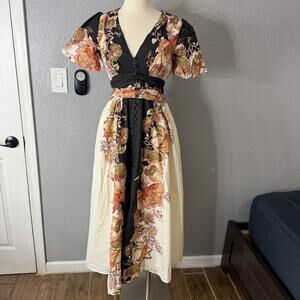 Nuuly x Anthropologie The Catalina Button-Front Dress, BlackMulti, XS